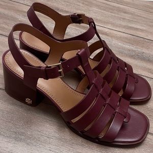 BNWT! Tory Burch Claret Sandals from City Block Collection